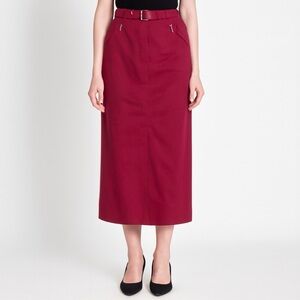 NWT BASLER Horst Basler Red Belted Maxi Pencil Skirt Size 40
